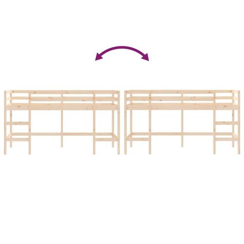 Højseng med stige 90x200 cm massivt fyrretræ