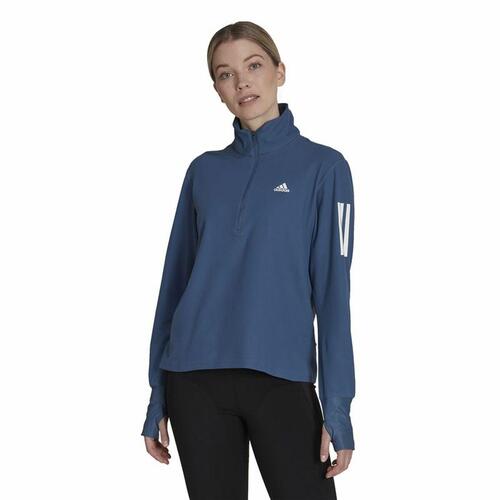 Kvinde Langærmet T-Shirt Adidas Own the Run 1/2 Zip Indigo L