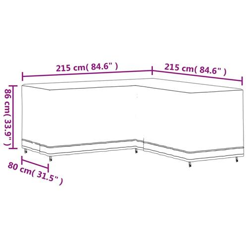 L-formet sofaovertræk 215x215x80 cm 420D oxfordstof sort