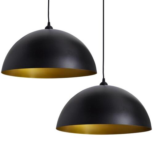 Loftslampe halvkugle 2 stk. højdejusterbar sort