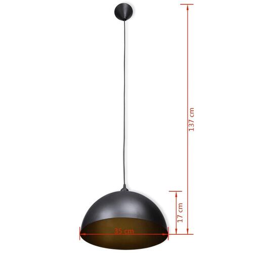Loftslampe halvkugle 2 stk. højdejusterbar sort