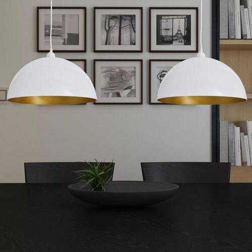 Loftslampe halvkugle 2 stk. højdejusterbar hvid