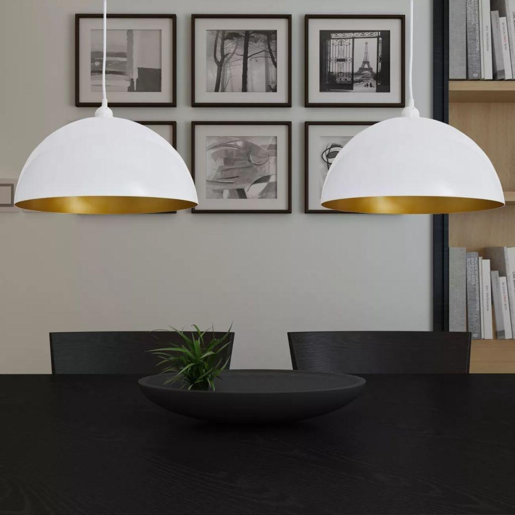 Loftslampe halvkugle 2 stk. højdejusterbar hvid