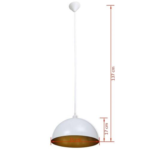 Loftslampe halvkugle 2 stk. højdejusterbar hvid