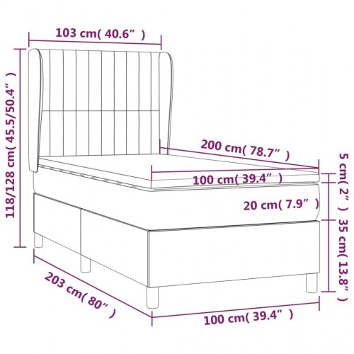 Kontinentalseng med madras 100×200 cm - stof, gråbrun