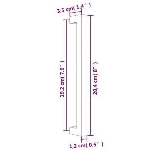 Skabshåndtag 5 stk. 192 mm rustfrit stål sølvfarvet