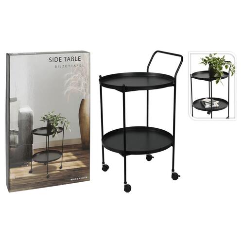 Home&Styling sidebord med hjul 2 niveauer sort