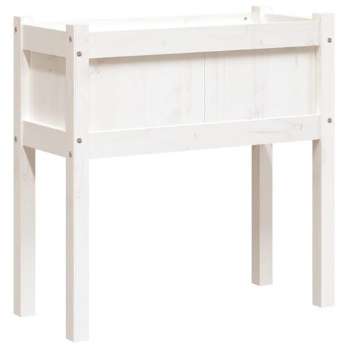 Plantekasse med ben 70x31x70 cm massivt fyrretræ hvid