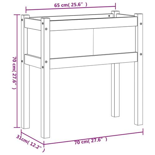 Plantekasse med ben 70x31x70 cm massivt fyrretræ hvid