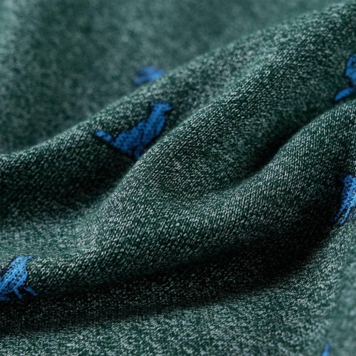 Sweatshirt til børn - mørkegrønmeleret med hundeprint, str. 104