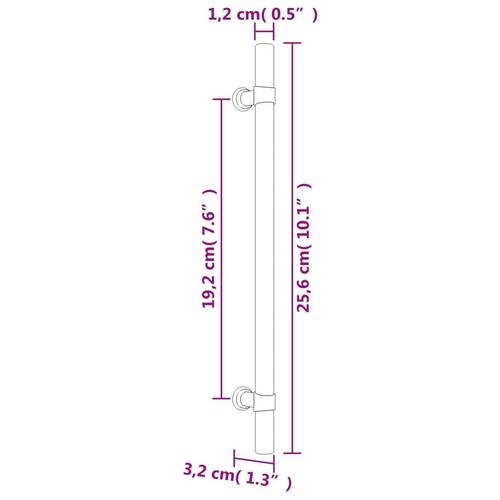 Skabshåndtag 5 stk. 192 mm rustfrit stål sort