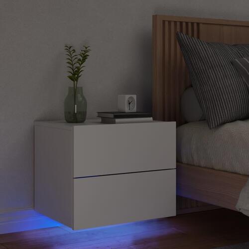 Væghængt sengebord med LED-lys hvid