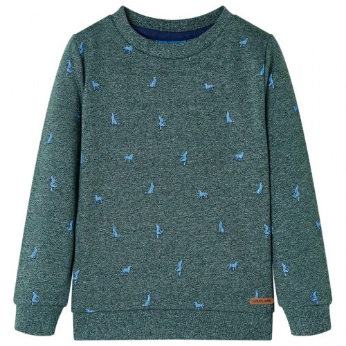 Sweatshirt til børn mørkegrønmeleret str. 140