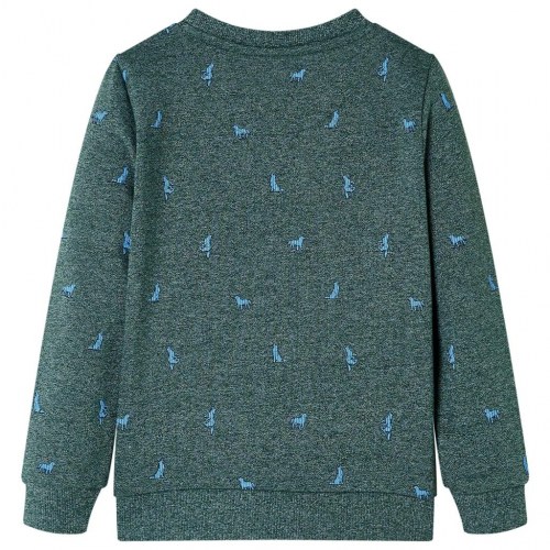 Sweatshirt til børn mørkegrønmeleret str. 140