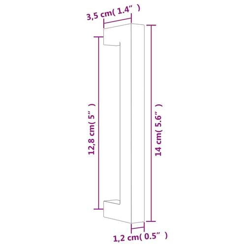 Skabshåndtag 10 stk. 128 mm rustfrit stål sølvfarvet