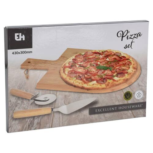 Excellent Houseware pizzaskæresæt i 3 dele 43x30 cm bambus