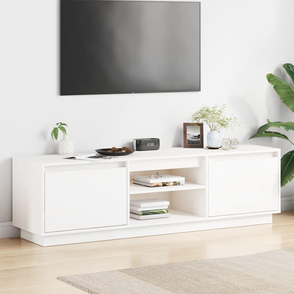 Tv-bord 140x35x40 cm massivt fyrretræ hvid