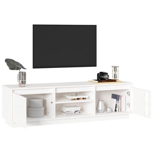 Tv-bord 140x35x40 cm massivt fyrretræ hvid