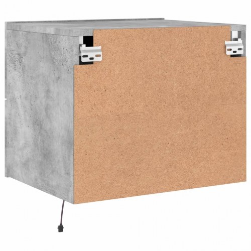 Væghængt sengebord med RGB LED-lys - betongrå, 50 × 39 × 41 cm