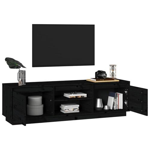 Tv-bord 140x35x40 cm massivt fyrretræ sort