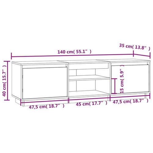Tv-bord 140x35x40 cm massivt fyrretræ sort