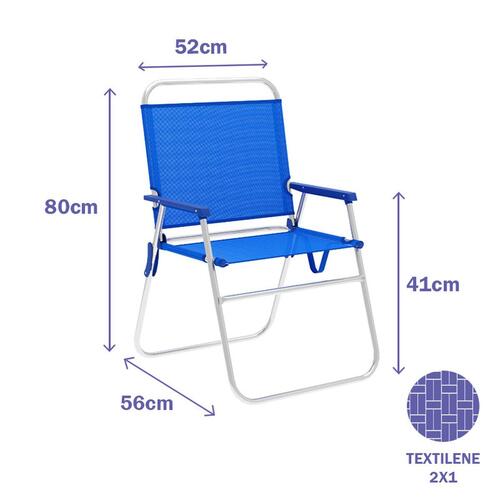 Polstrede Campingstol Marbueno Blå 52 x 80 x 56 cm