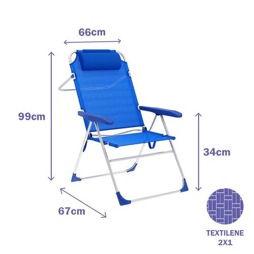 Polstrede Campingstol Marbueno Blå 67 x 99 x 66 cm
