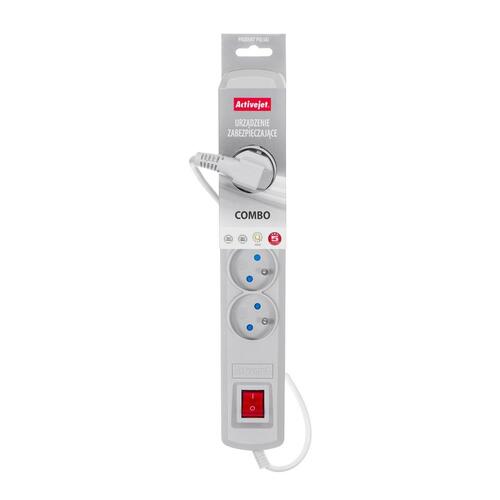 Stikdåse - 5 udtag med kontakt Activejet ACP-5GN (1,5 m)