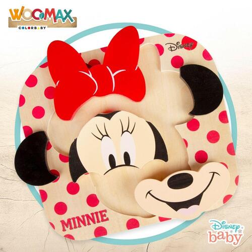 Børne Puslespil af Træ Disney Minnie Mouse + 12 måneder 6 Dele (12 enheder)