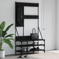 Tøjstativ med skoopbevaring 100x40x184 cm sort