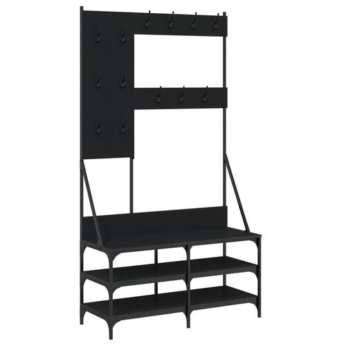Tøjstativ med skoopbevaring 100x40x184 cm sort
