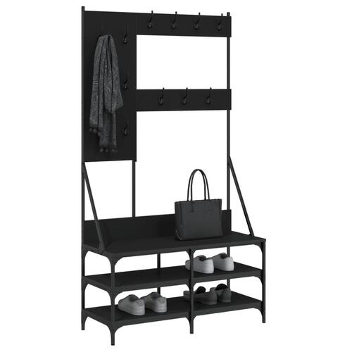 Tøjstativ med skoopbevaring 100x40x184 cm sort