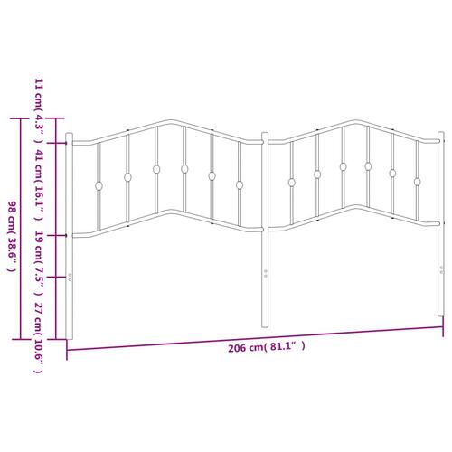 Sengegavl 200 cm metal sort