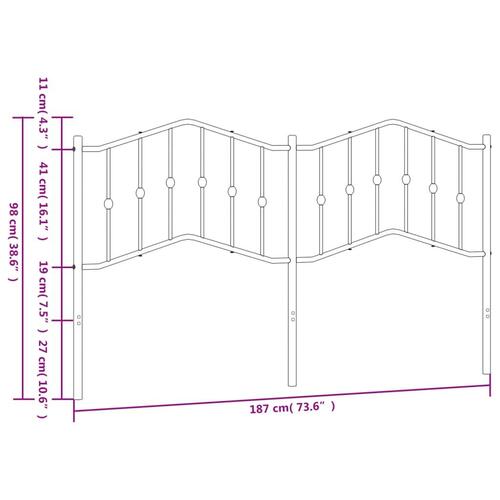 Sengegavl 180 cm metal sort
