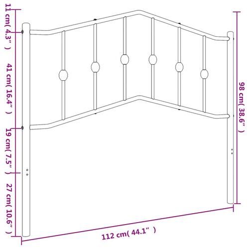 Sengegavl 107 cm metal sort