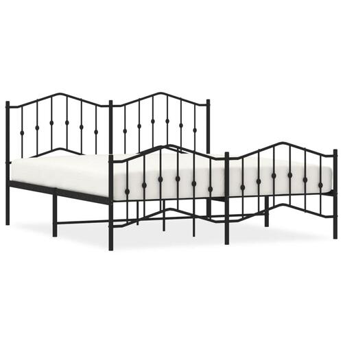 Sengeramme med sengegavl og fodgærde 160x200 cm metal sort