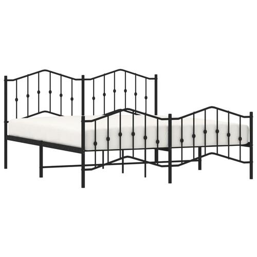 Sengeramme med sengegavl og fodgærde 160x200 cm metal sort