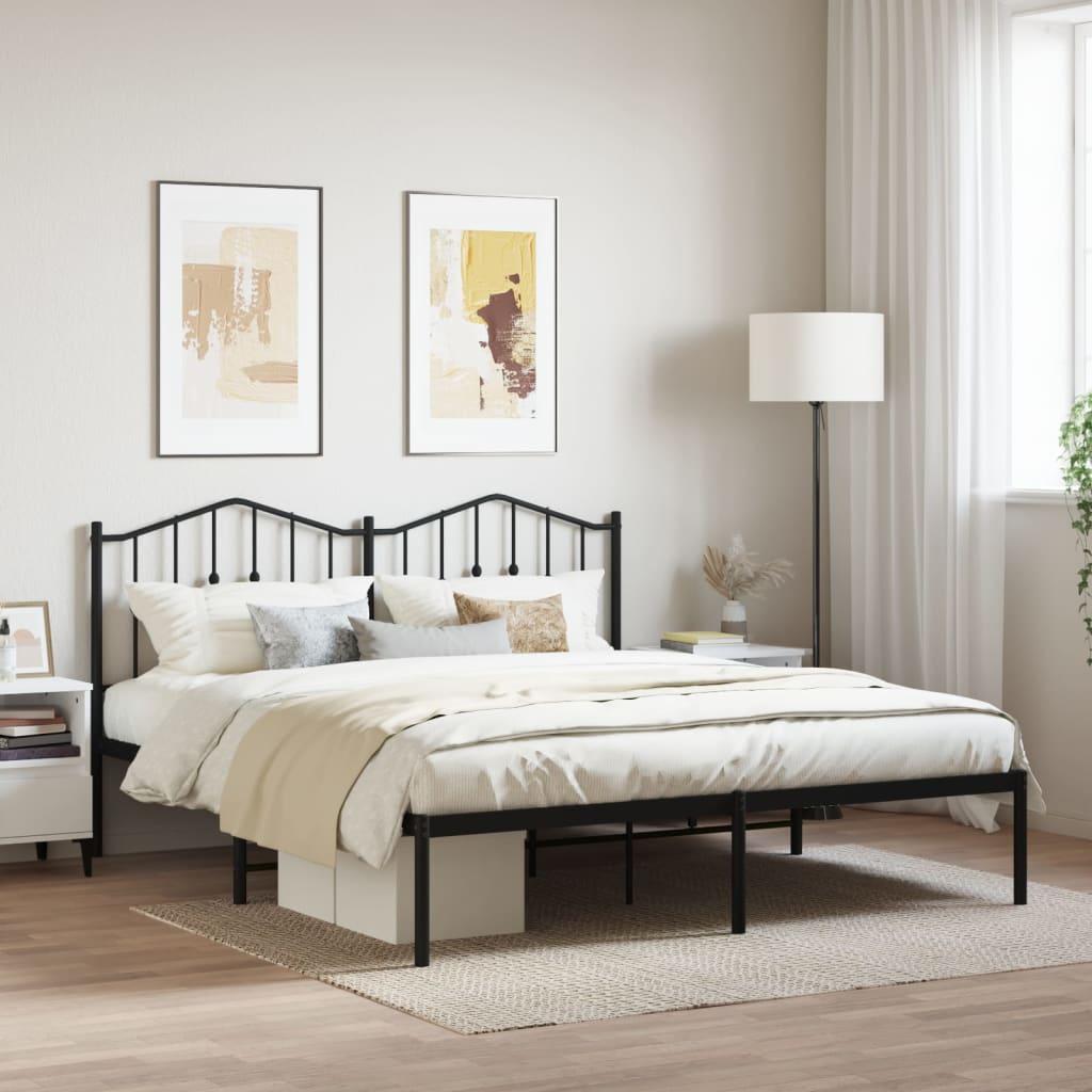 Sengeramme med sengegavl 183x213 cm metal sort