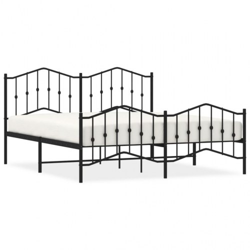 Sengeramme med sengegavl og fodgærde 183×213 cm - metal, sort