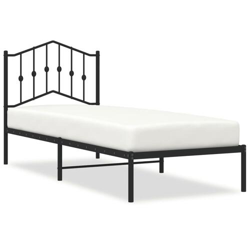 Sengeramme med sengegavl 90x200 cm metal sort