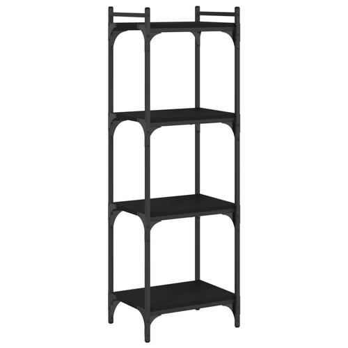 Bogreol med 4 hylder 40x30x120 cm konstrueret træ sort