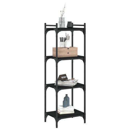 Bogreol med 4 hylder 40x30x120 cm konstrueret træ sort