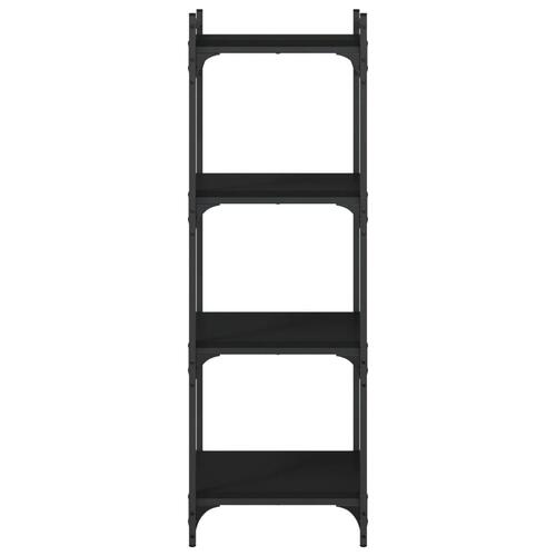 Bogreol med 4 hylder 40x30x120 cm konstrueret træ sort