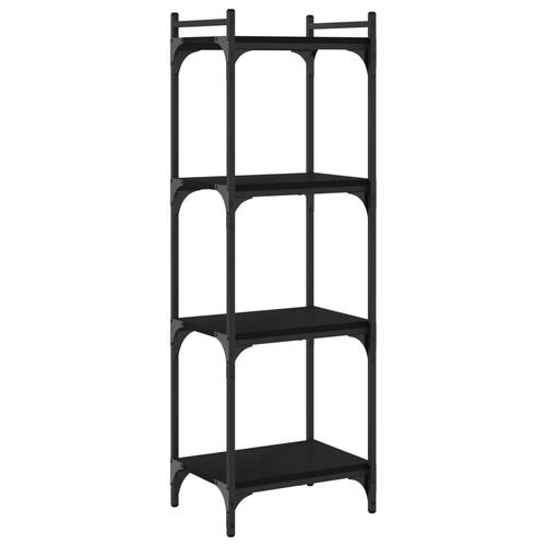 Bogreol med 4 hylder 40x30x120 cm konstrueret træ sort