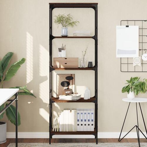 Bogreol med 5 hylder 59x35x171 cm konstrueret træ brunt eg
