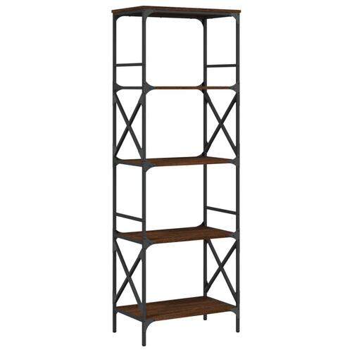 Bogreol med 5 hylder 59x35x171 cm konstrueret træ brunt eg