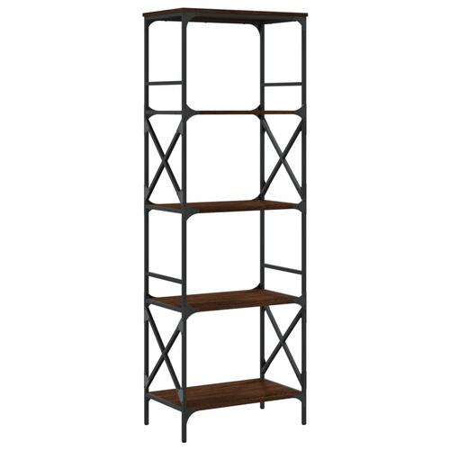 Bogreol med 5 hylder 59x35x171 cm konstrueret træ brunt eg