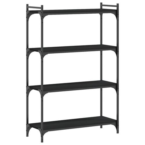 Bogreol med 4 hylder 80x30x120 cm konstrueret træ sort