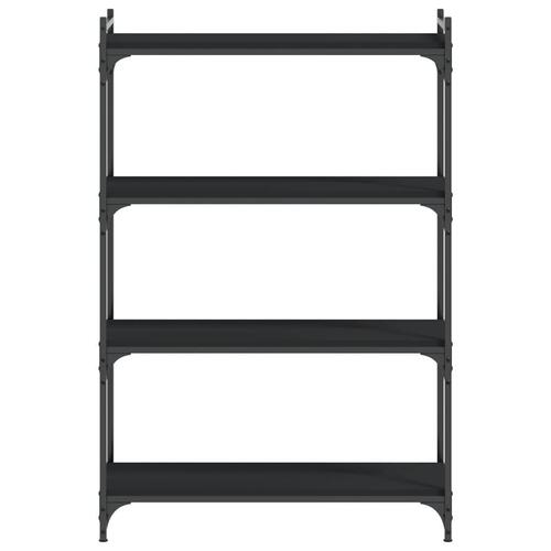 Bogreol med 4 hylder 80x30x120 cm konstrueret træ sort