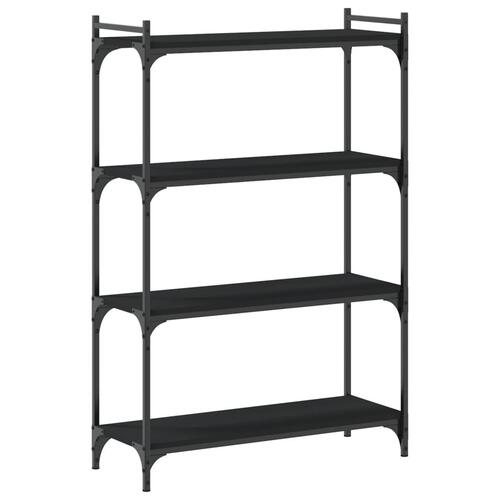 Bogreol med 4 hylder 80x30x120 cm konstrueret træ sort